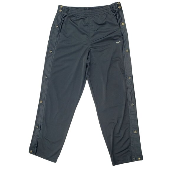 Nike Hoop Pants Men Medium Tear Away Snap Button Basketball Black Track Running - Picture 1 of 12